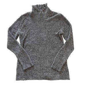 Magaschoni Marled Navy Cotton Cashmere Mock Neck Sweater Women’s Size Medium